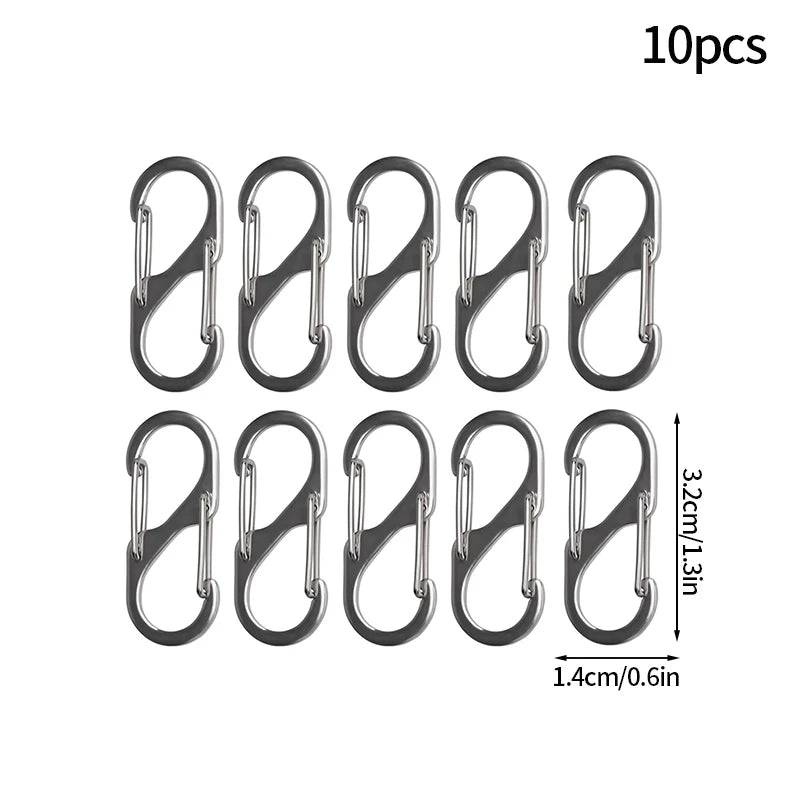 5PCS Tactical S-Type Carabiner Hooks – Mini Aluminum Keychain Clips for Camping & Hiking